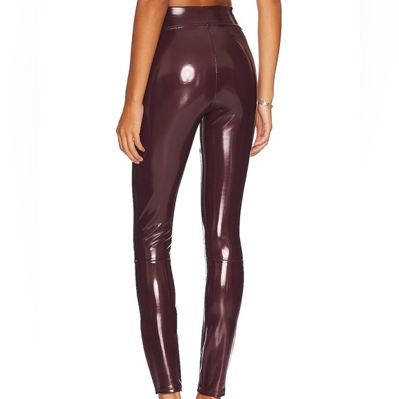SPANX Faux Patent Leather Leggings in Ruby - Picture 2 of 6